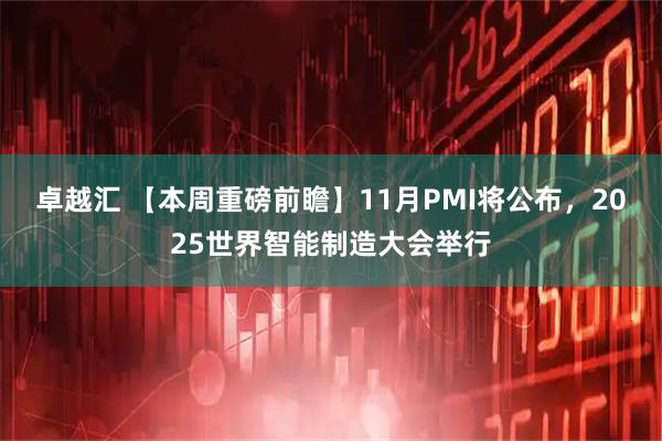 卓越汇 【本周重磅前瞻】11月PMI将公布，2025世界智能制造大会举行